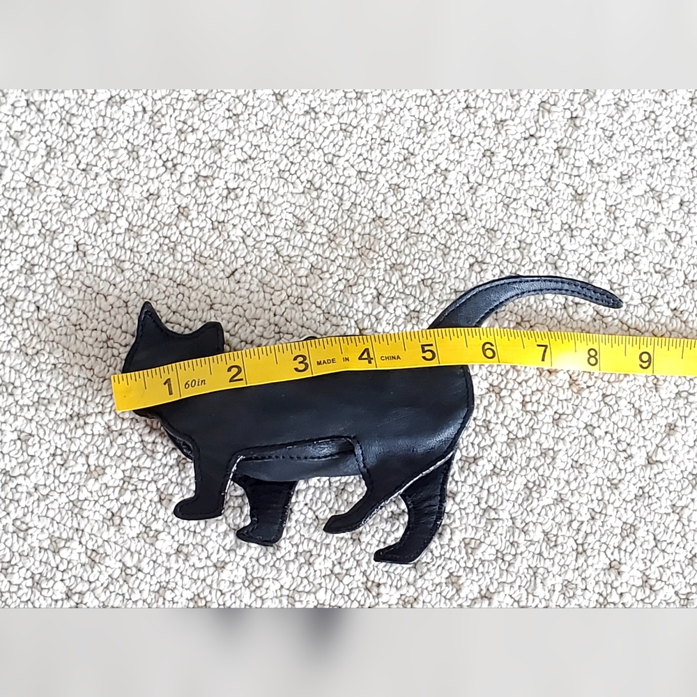 Wilson's Leather Black Leather Cat Figural Shaped Zip Pouch, 8.5", EUC - Picture 11 of 15
